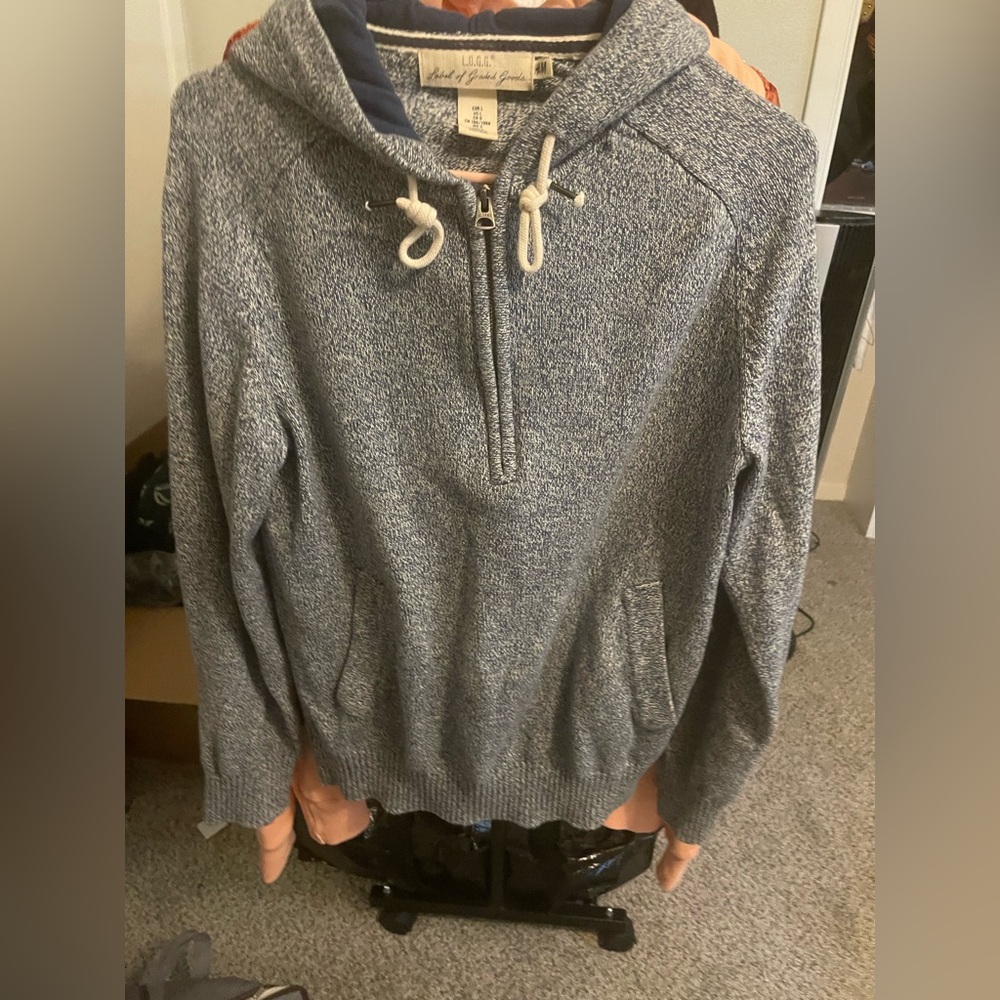 H&M Men's Heathered Blue Zip-Up Sweater